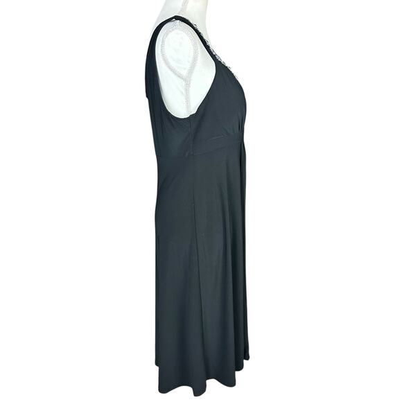 Sangria Dress Sz 12 Black Bejeweled Pleated Empire Waist Cocktail Formal Classic - Picture 7 of 12
